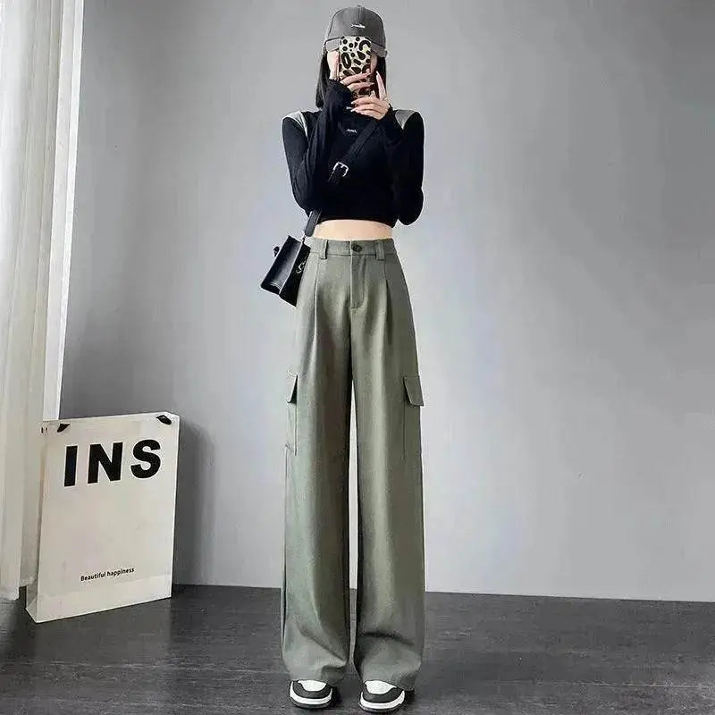 Women's Overalls High Waist Trousers Straight Casual Wide Leg Pants