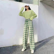 Women's Plaid Wide Leg Casual Pants
