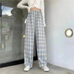 Women's Plaid Wide Leg Casual Pants
