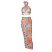 Women's Printed Halter Strap Strapless Slim Skirt Set