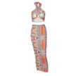 Women's Printed Halter Strap Strapless Slim Skirt Set