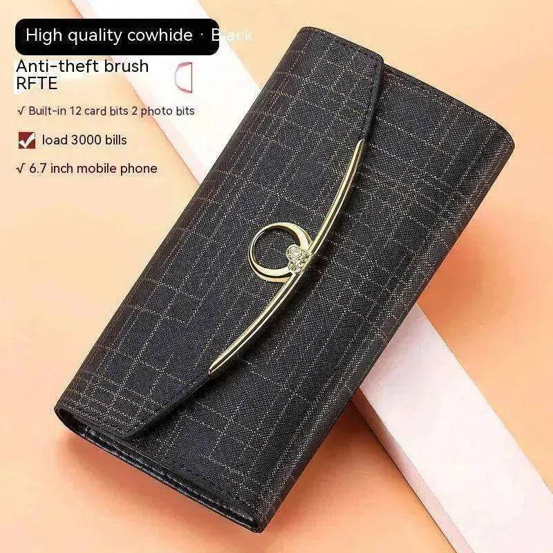 Women's Real Leather Anti theft  Large Capacity Wallet Clutch Bag