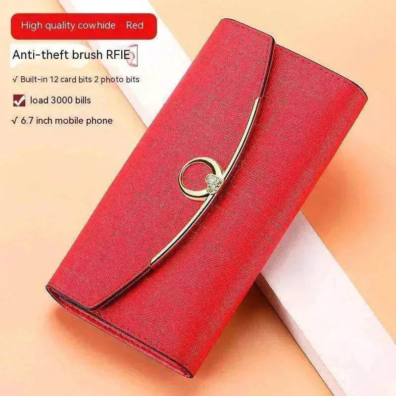 Women's Real Leather Anti theft  Large Capacity Wallet Clutch Bag