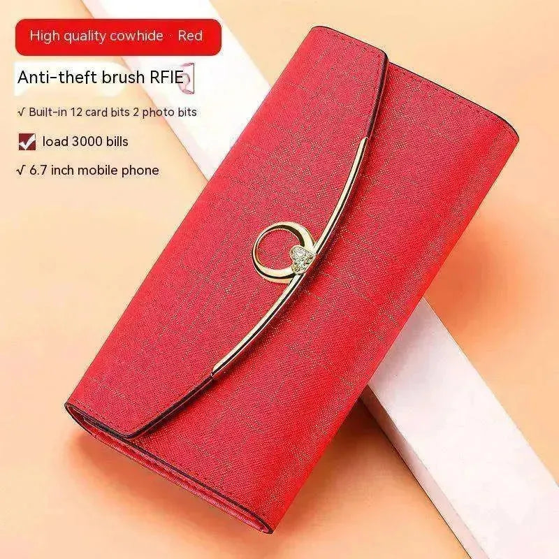 Women's Real Leather Anti theft  Large Capacity Wallet Clutch Bag