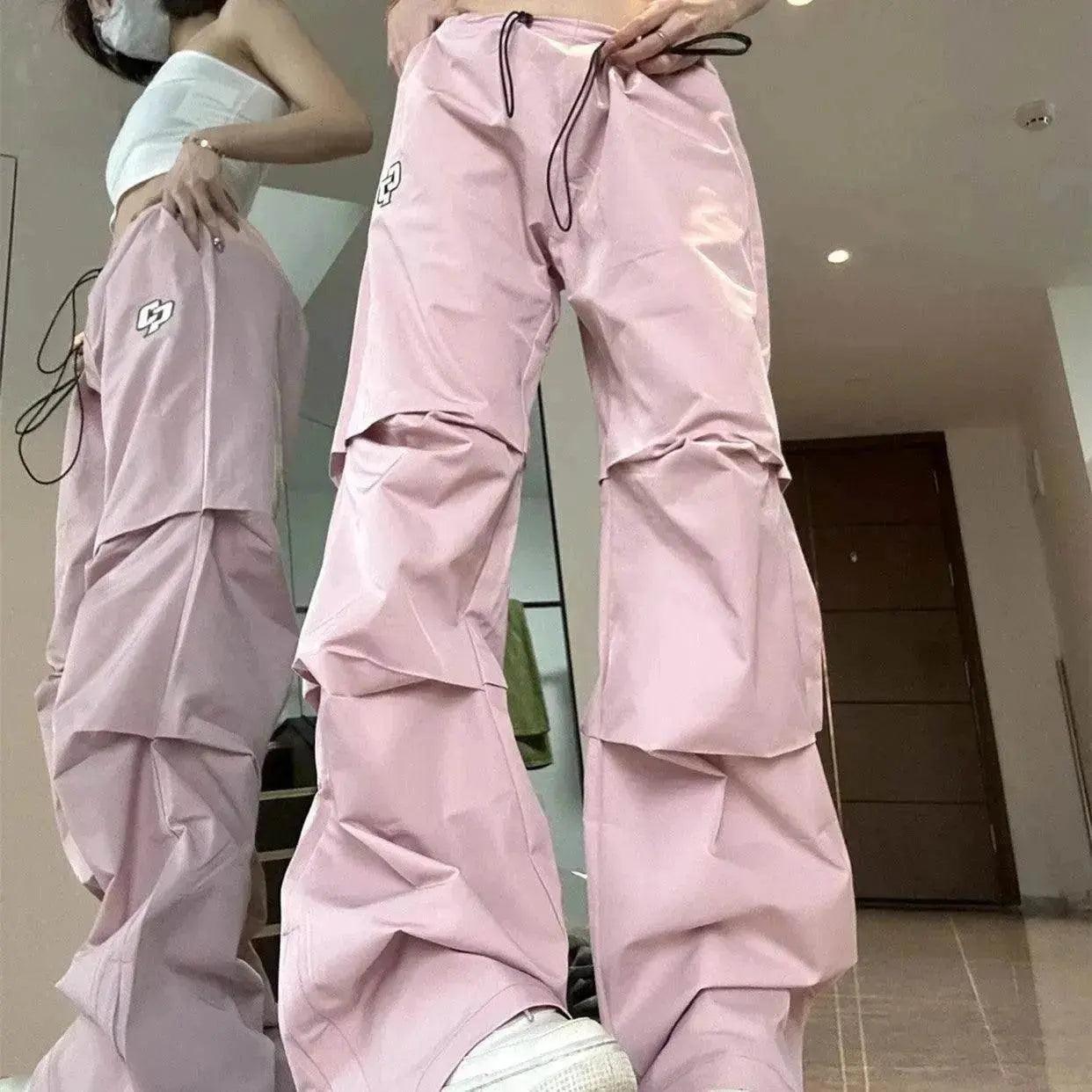 Women's Retro Pleated Pink Overalls