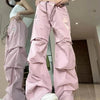 Women's Retro Pleated Pink Overalls