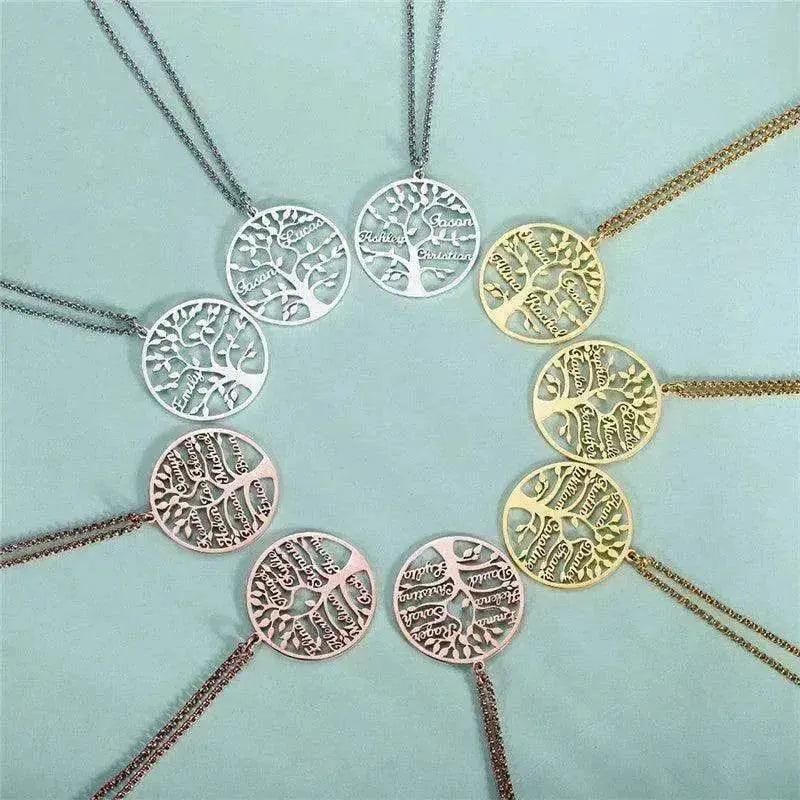 Women's Sliver Tree Of Life Stainless Steel Customized Necklace