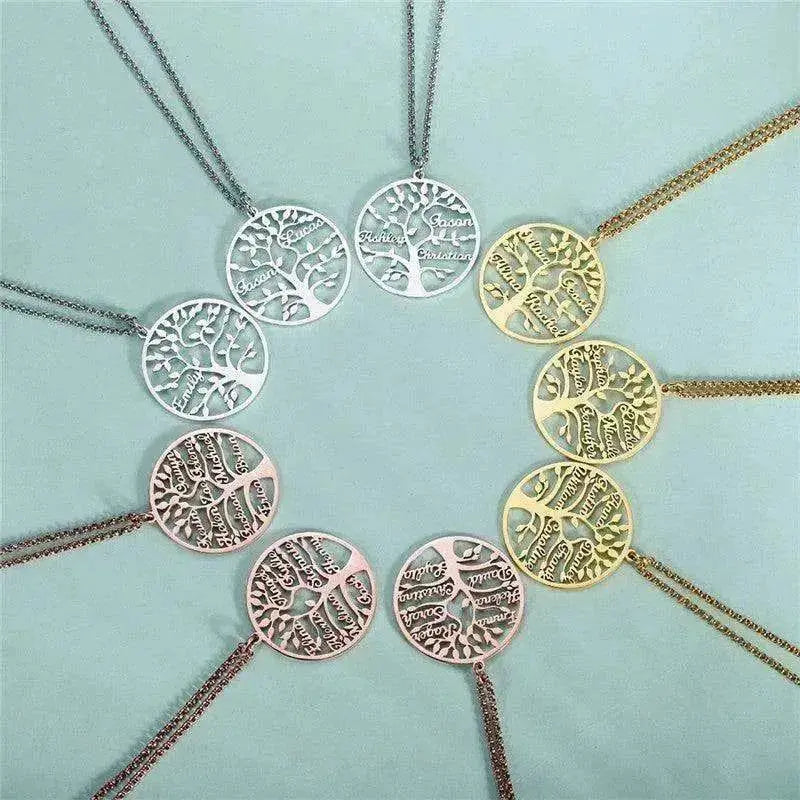 Women's Sliver Tree Of Life Stainless Steel Customized Necklace