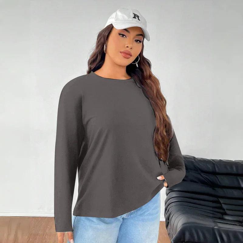 Women's Solid Color Loose Round Neck Top