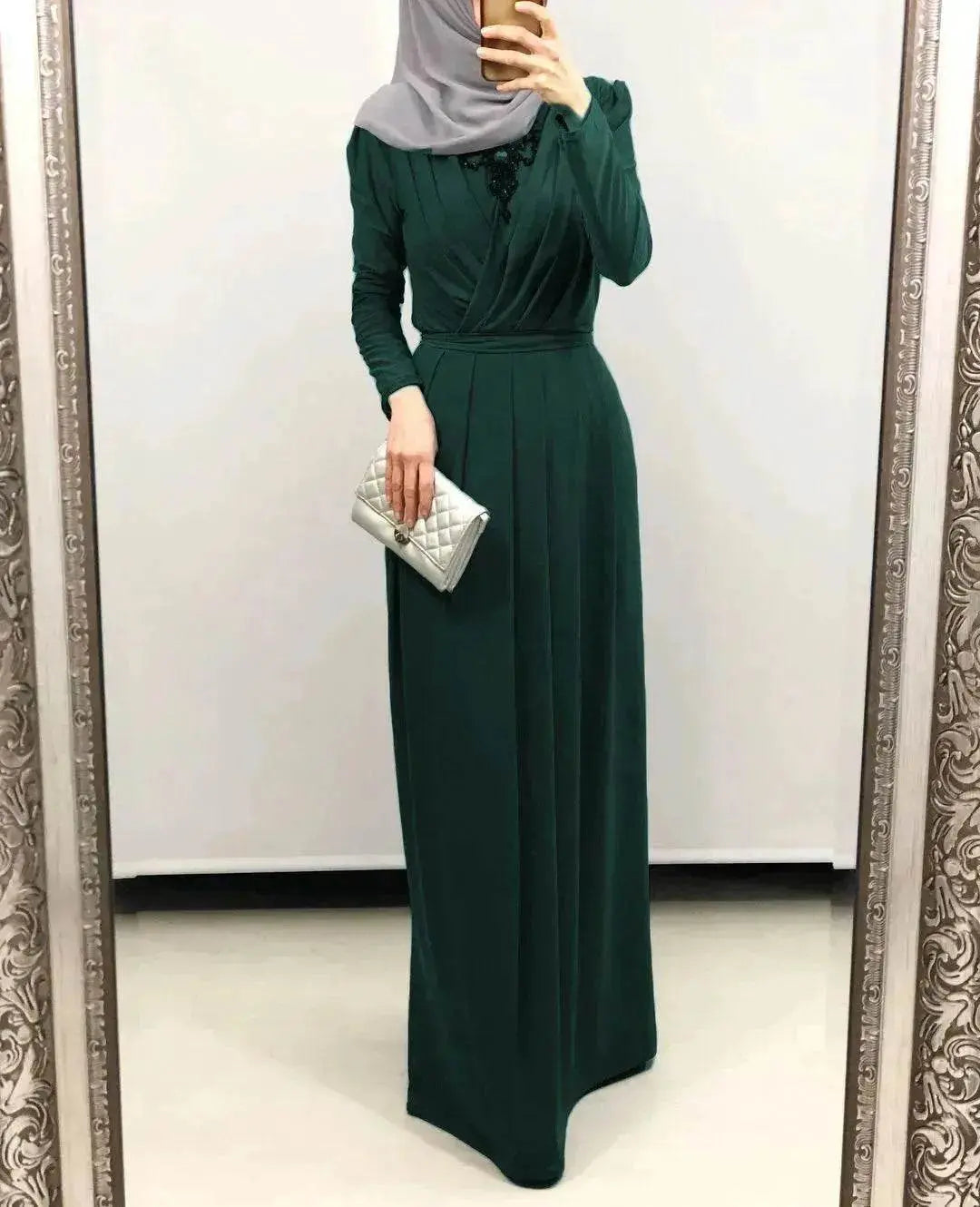 Women's Solid Color Middle Eastern Arab  Long Dress