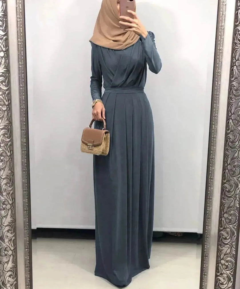 Women's Solid Color Middle Eastern Arab  Long Dress