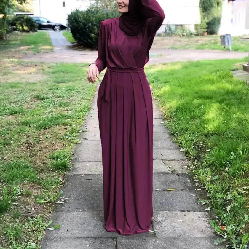 Women's Solid Color Middle Eastern Arab  Long Dress