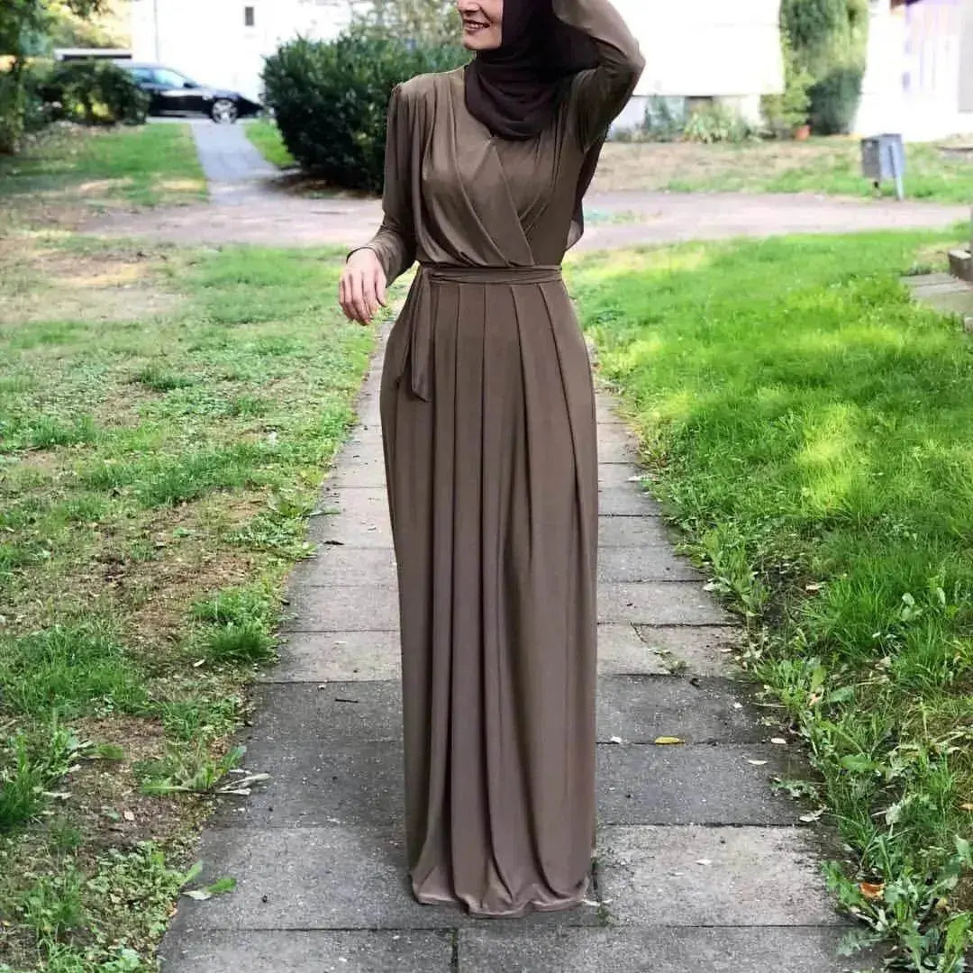 Women's Solid Color Middle Eastern Arab  Long Dress