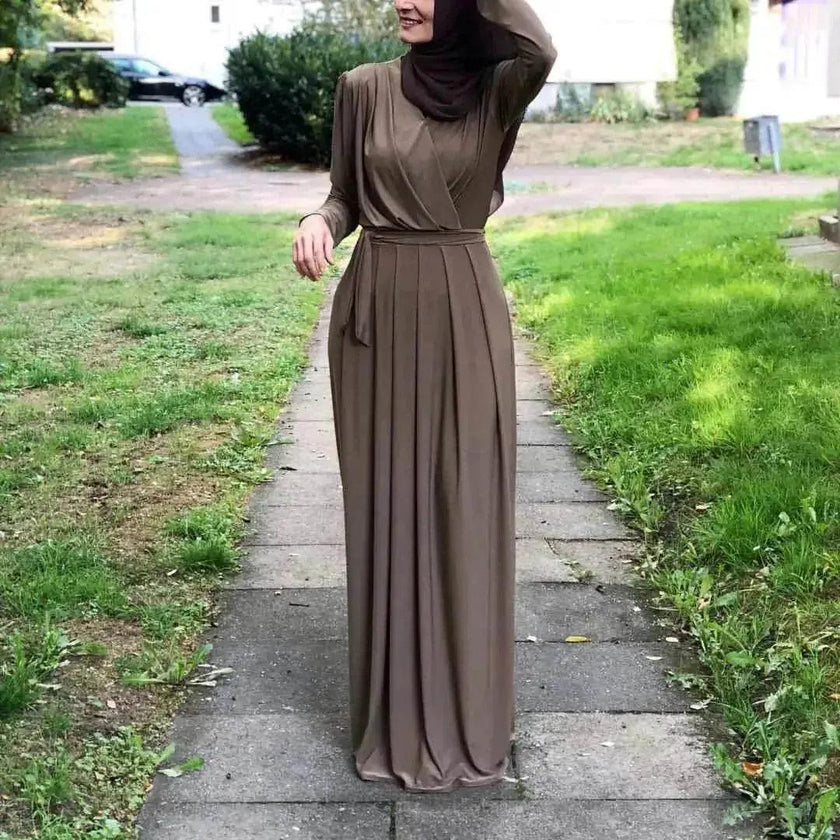 Women's Solid Color Middle Eastern Arab  Long Dress