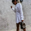 Women's Solid Color Shirt Collar Dress