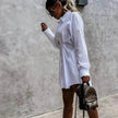 Women's Solid Color Shirt Collar Dress