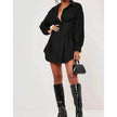 Women's Solid Color Shirt Collar Dress