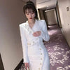 Women's Suit Western Style Small Look Tall Suit Burr Tweed Blazer and Skirt Two-piece Set