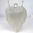 Women's Tassel Heart Shape Inlaid Diamond Handbag