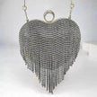 Women's Tassel Heart Shape Inlaid Diamond Handbag