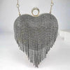 Women's Tassel Heart Shape Inlaid Diamond Handbag