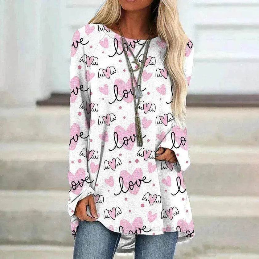 Women's Valentine's Day Love Print Long Sleeve shirt