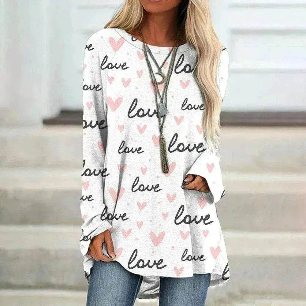 Women's Valentine's Day Love Print Long Sleeve shirt
