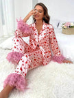 Women's Valentine's Day Sweet Loving Heart Printed Casual Suit Pajamas