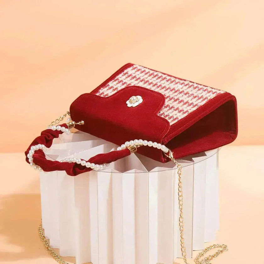 Women's Wedding Bag Bridal Bag High-grade Women's Elegant Red Niche Red Small Bag Portable 2025 New