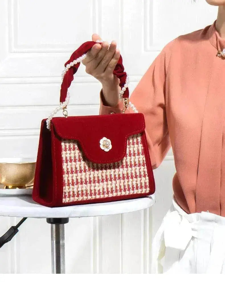 Women's Wedding Bag Bridal Bag High-grade Women's Elegant Red Niche Red Small Bag Portable 2025 New