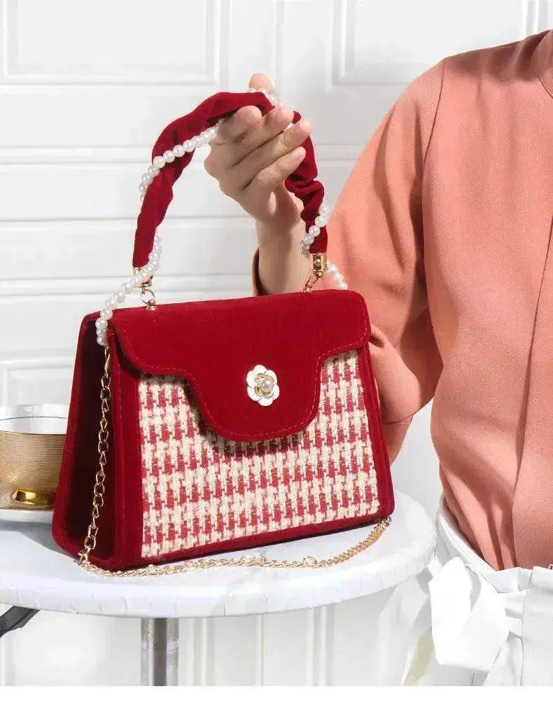 Women's Wedding Bag Bridal Bag High-grade Women's Elegant Red Niche Red Small Bag Portable 2025 New
