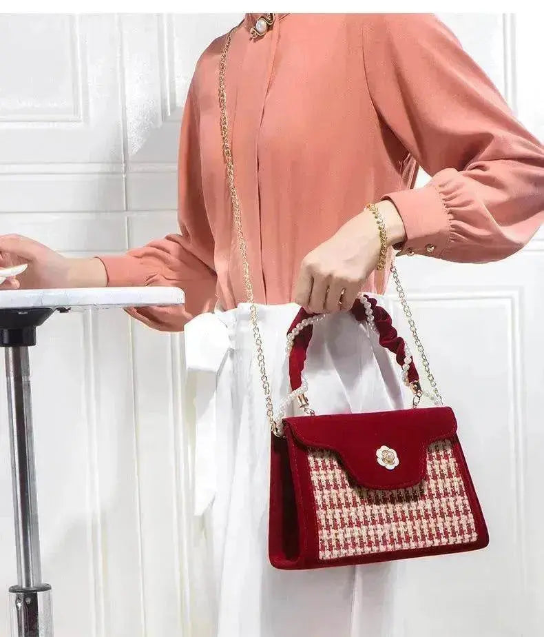 Women's Wedding Bag Bridal Bag High-grade Women's Elegant Red Niche Red Small Bag Portable 2025 New