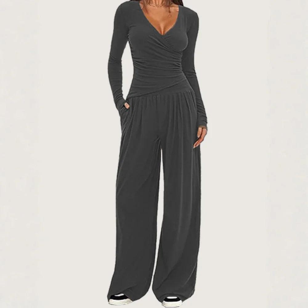 Women's Wide-leg Pants Long-sleeved Sportswear Suit