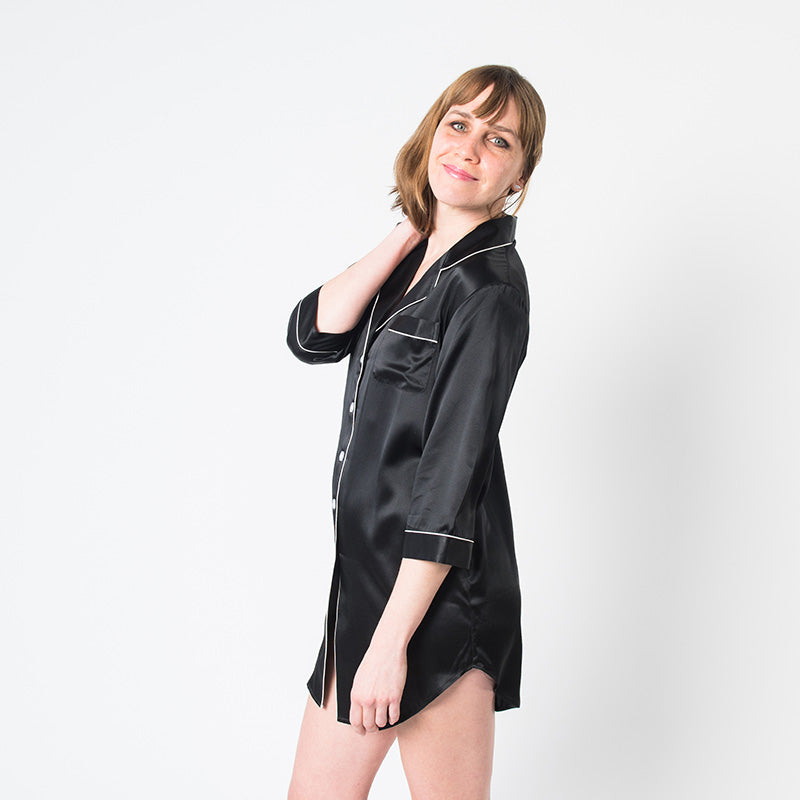 Women's Mulberry Silk Nightshirt Black