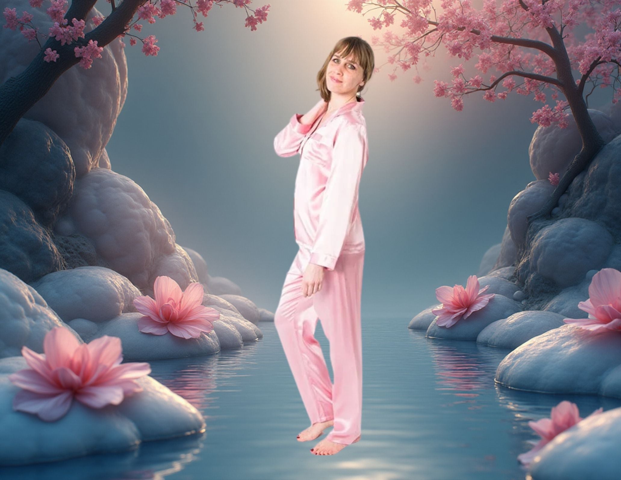 Women's Mulberry Silk Pajama Set Pink