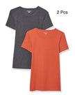 Amazon Essentials Women's T-Shirts - Orange/Grey - 2 Pack