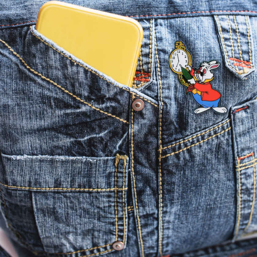 White Rabbit with Pocket Watch (Green) | Collectible Pin