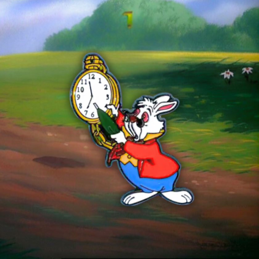White Rabbit with Pocket Watch (Green) | Collectible Pin