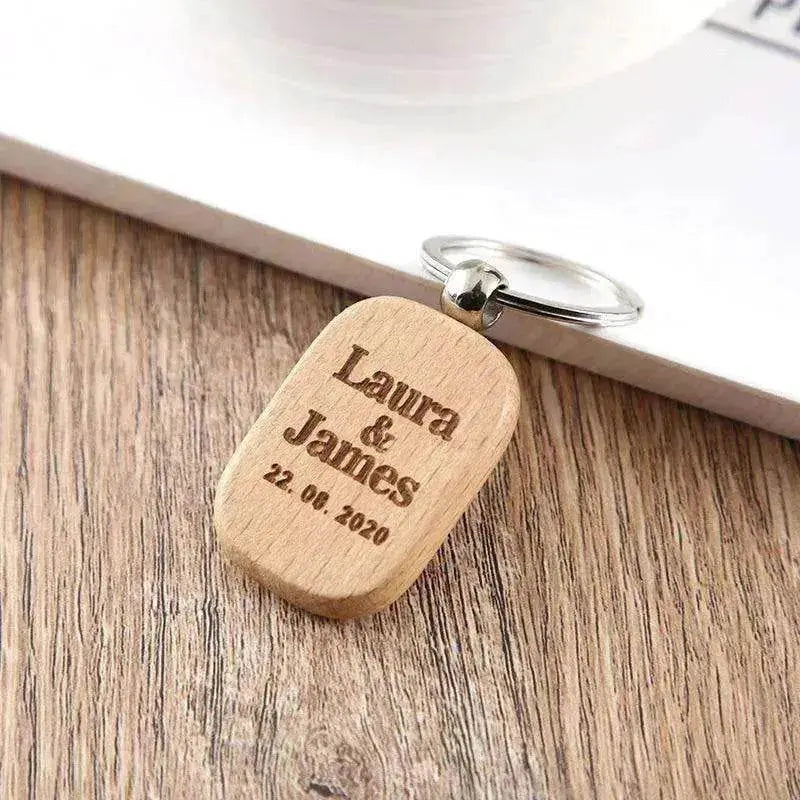 Wooden Engraved Lettering Name Pendant Keychain