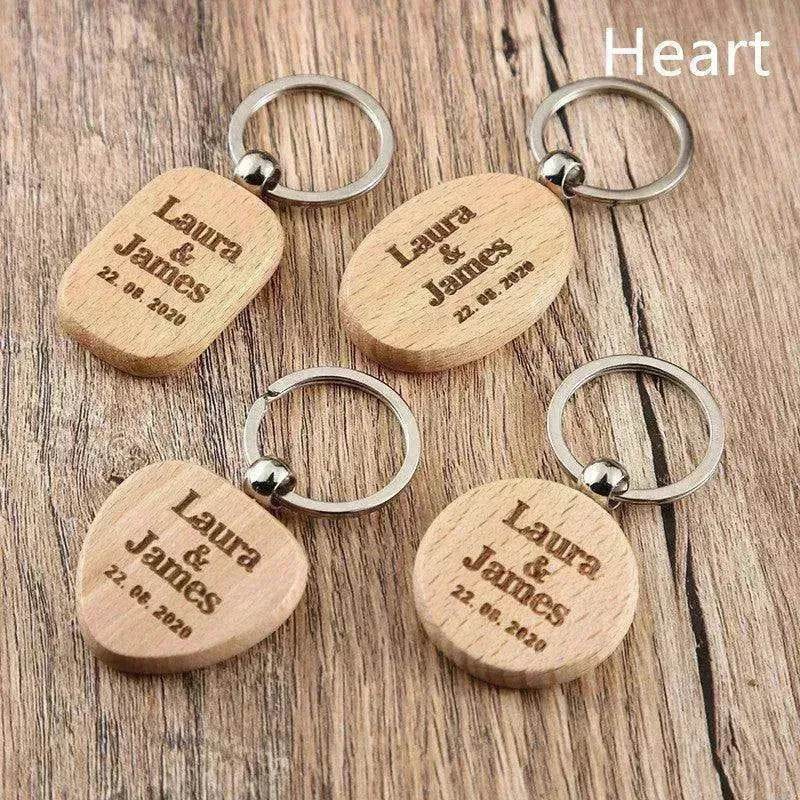 Wooden Engraved Lettering Name Pendant Keychain