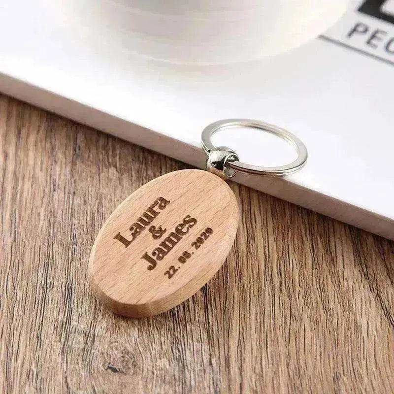 Wooden Engraved Lettering Name Pendant Keychain