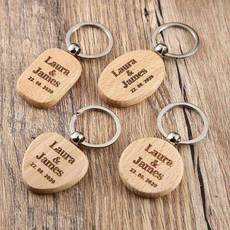 Wooden Engraved Lettering Name Pendant Keychain
