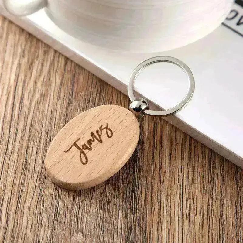 Wooden Engraved Lettering Name Pendant Keychain