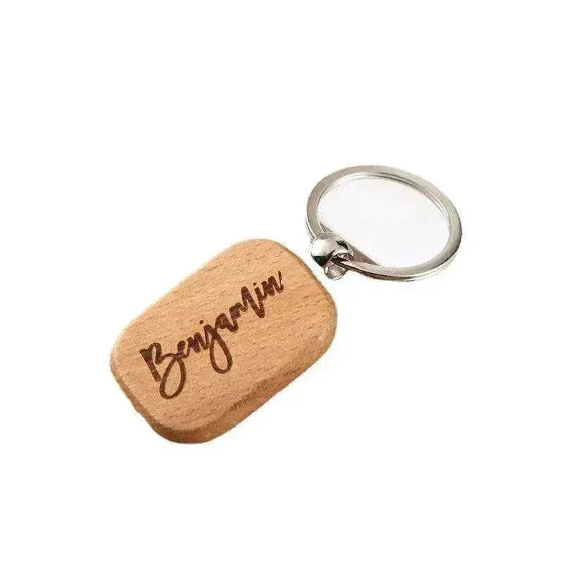 Wooden Engraved Lettering Name Pendant Keychain