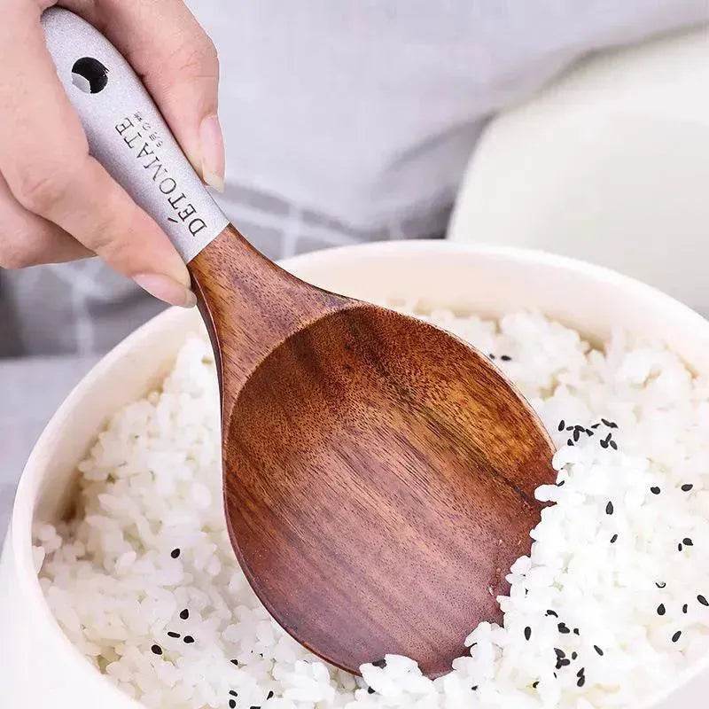 Wooden Kitchen Utensils Set Appliances Special Non-stick Set Pure Natural Teak Solid Wood Long Handle Shovel Tools