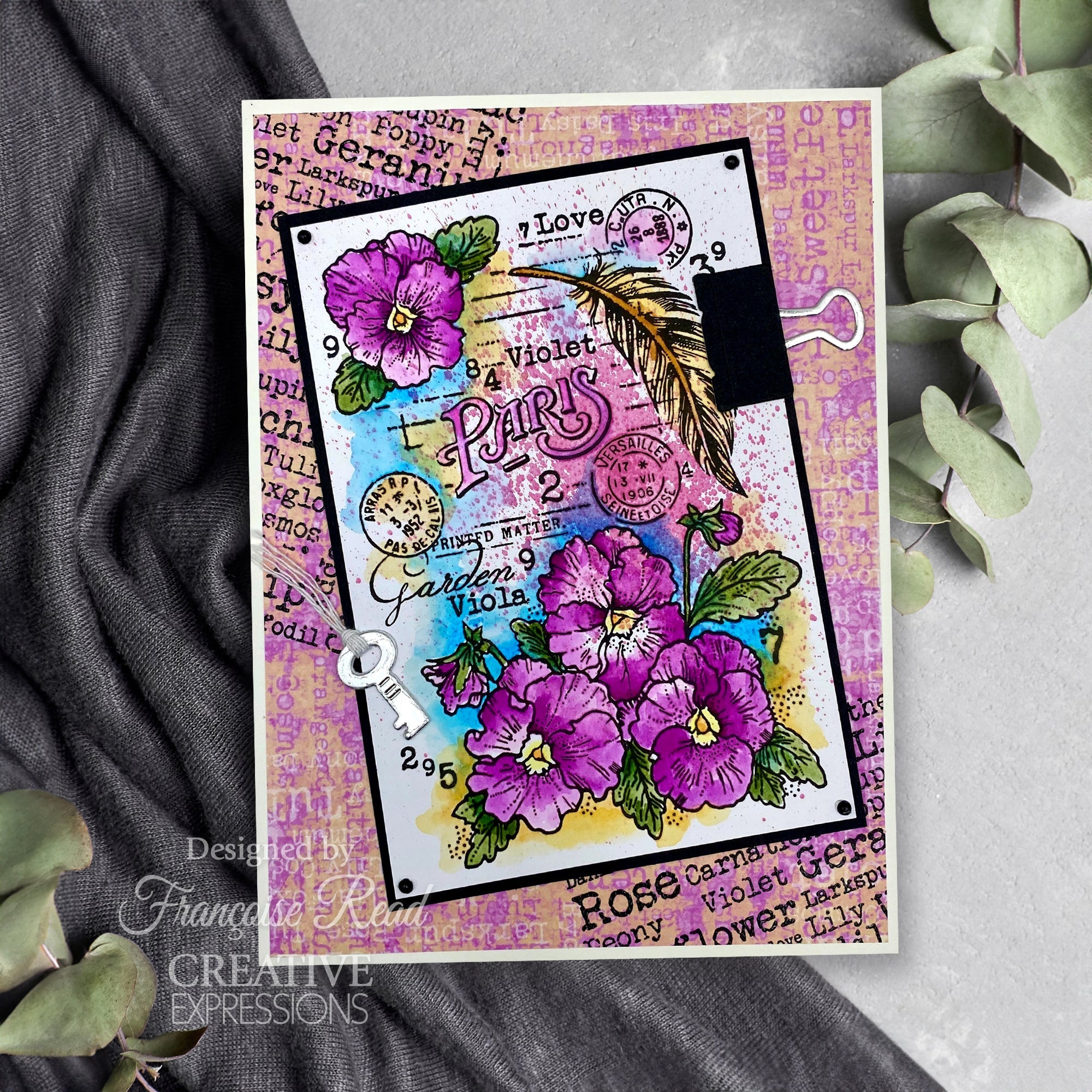 Woodware Clear Singles Flower Names 4 in x 6 in Stamp Set