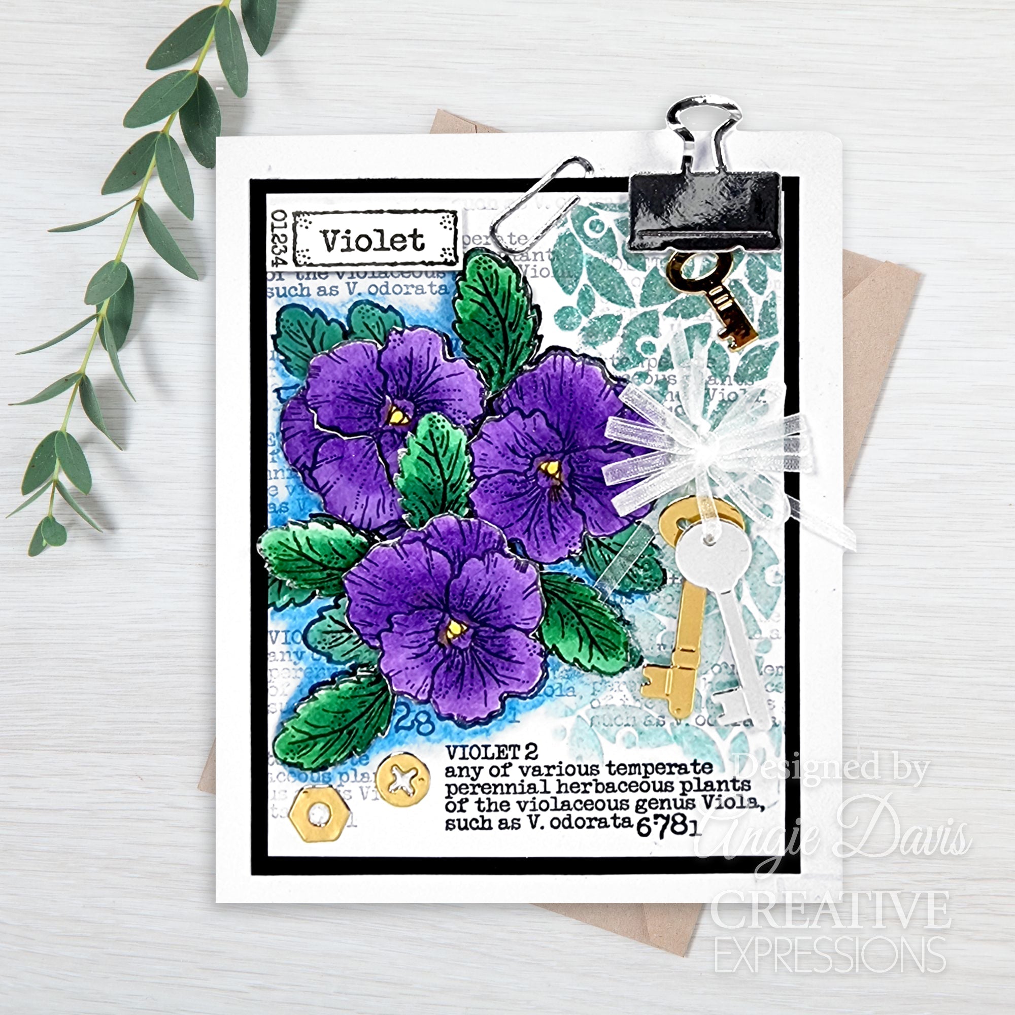 Woodware Clear Singles Mini Violet 3 in x 4 in Stamp Set
