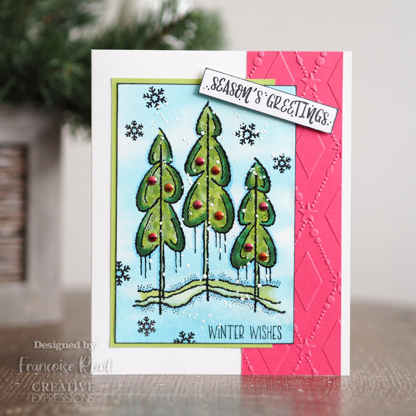 Woodware Clear Singles Winter Trees 4 in x 6 in Stamp