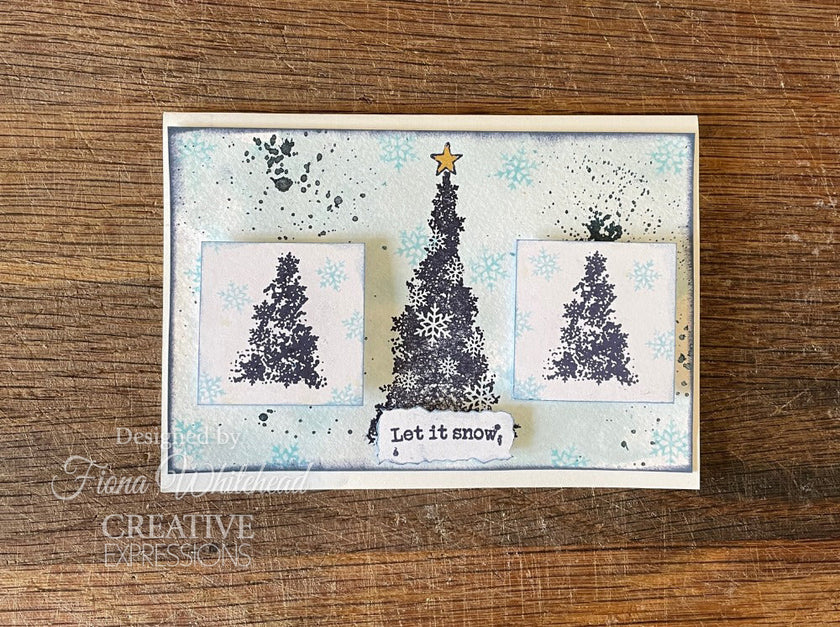 Woodware Clear Singles Snowflake Trees 4 in x 6 in Stamp Set