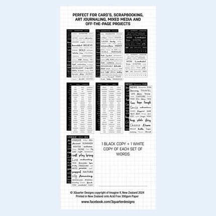 3Quarter Designs Fussy Cutting Pack - Lots of Words